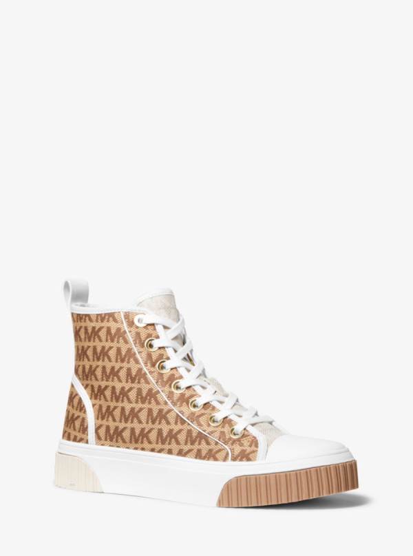 Damske Tenisky Michael Kors Gertie Color-Block Logo Jacquard High-Top Hnede - Topanky Michael Kors Vypredaj | PZNHK-7056